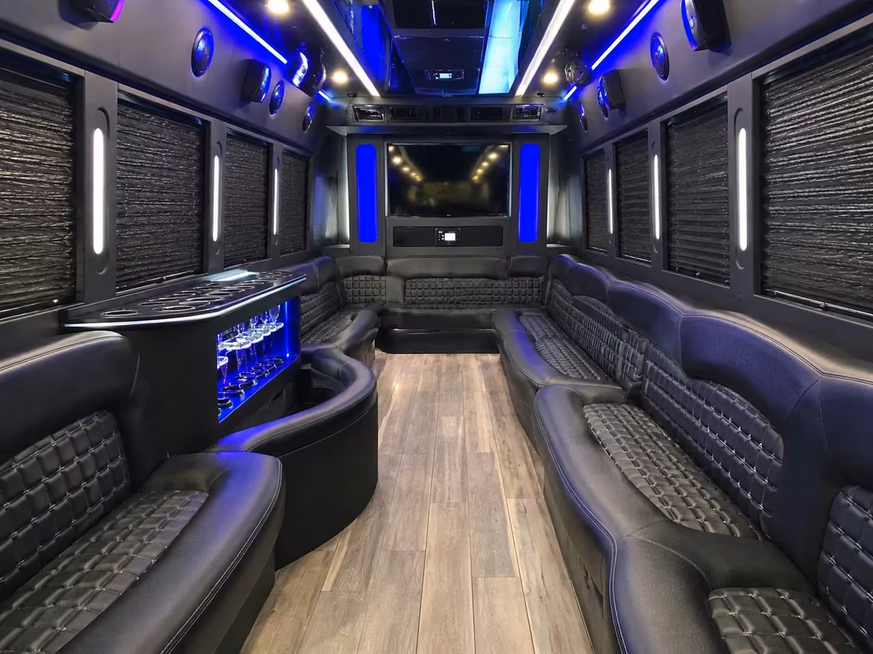 15 passenger party bus interior