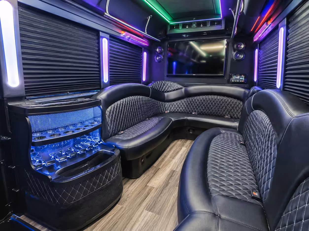 25 passenger party bus inside